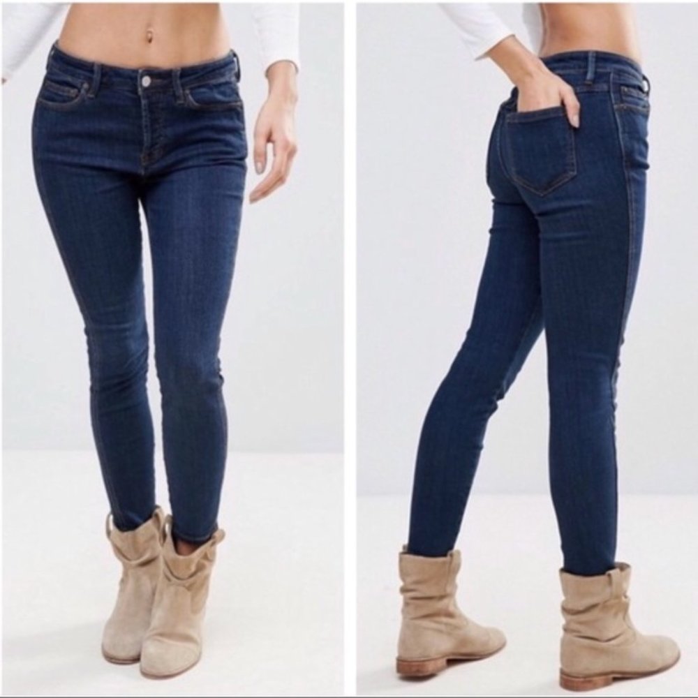 Free People Payton High-Rise Skinny Jeans in Mallison Blue 27 NWT